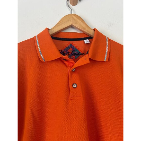 Robert Graham Men's Medium Orange Classic Polo Shirt Short Sleeve - Picture 3 of 11